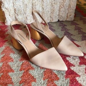 ANTONIO MELANI Kacy sling back leather wooden block heels size 9.5